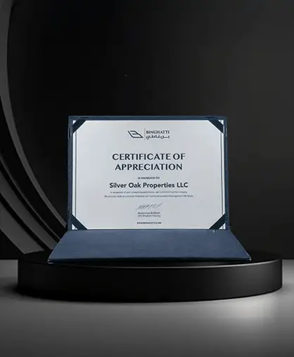Silver Oak Properties Achievements - Certificate of appreciation