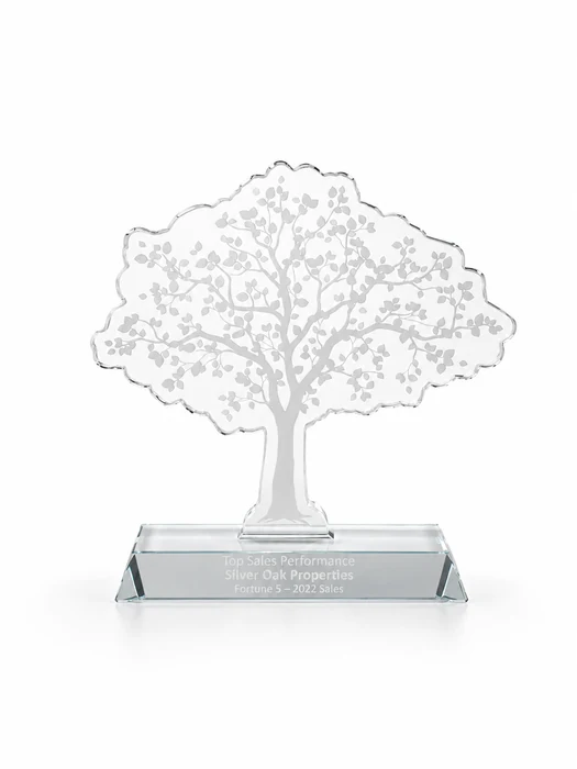 Crystal oak-tree trophy engraved Top Sales Performance, SILVER OAK PROPERTIES, 2022